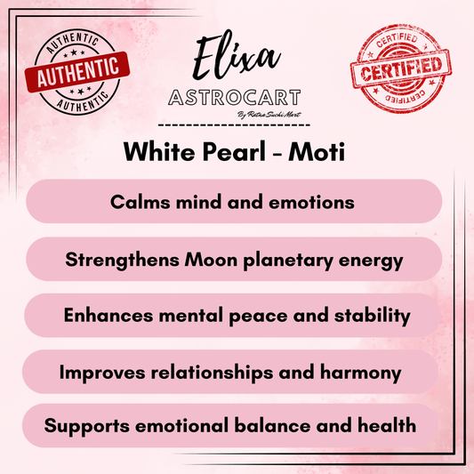 White Pearl Stone (Moti) – Powerful Moon Gemstone for Peace, Emotional Balance & Happiness | Lab Certified | Natural | 100% Original