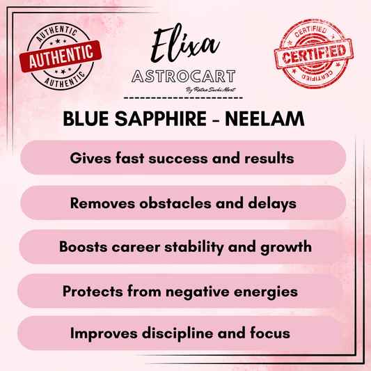 Blue Sapphire (Neelam) – Powerful Saturn Gemstone for Career Growth & Protection | Lab Certified | Natural | 100% Original