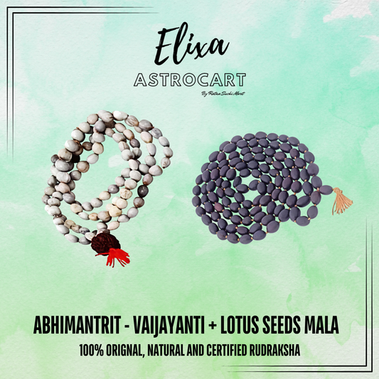 Vaijayanti and Lotus Seed Mala [Certified | Abhimantrit - Energized | 100% Original and Natural]