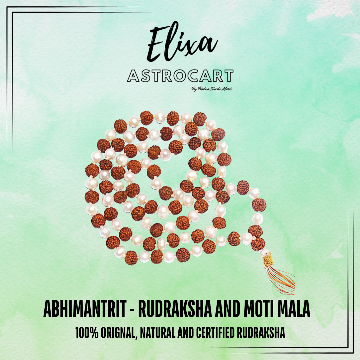 Rudraksha and Moti Mala [Certified | Abhimantrit - Energized | 100% Original and Natural]