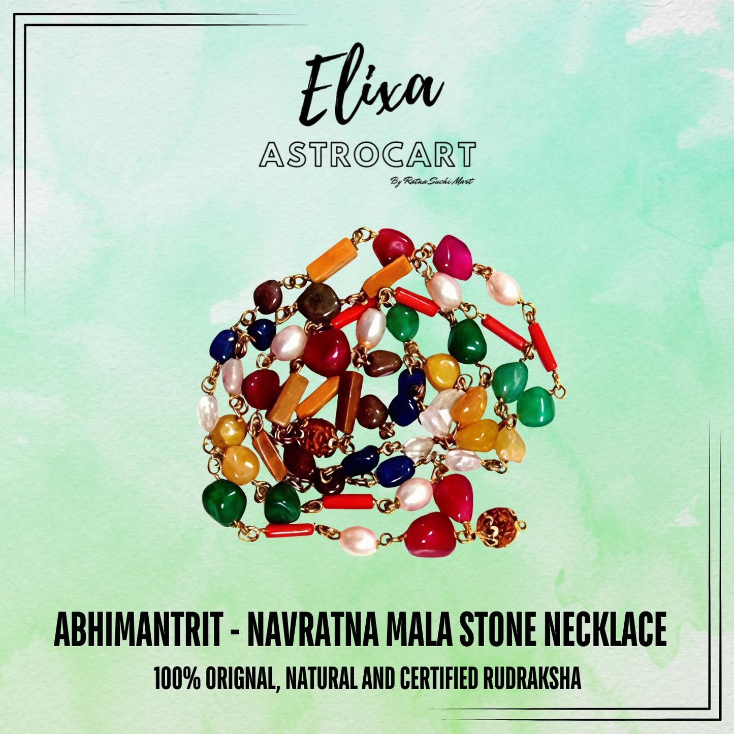 Navratna Mala Stone Necklace [Certified | Abhimantrit - Energized | 100% Original and Natural]