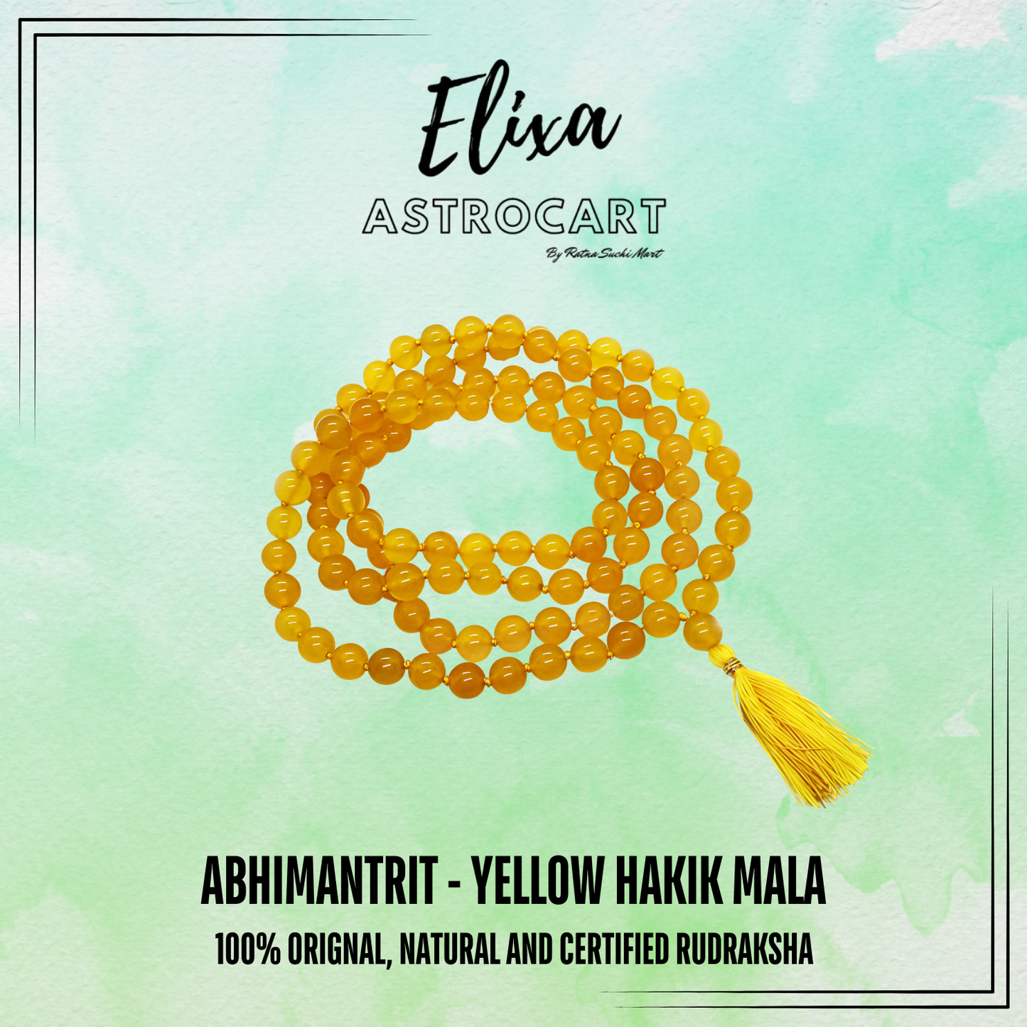 Yellow Hakik Mala [Certified | Abhimantrit - Energized | 100% Original and Natural]