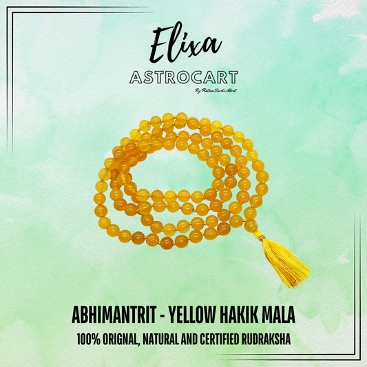 Yellow Hakik Mala [Certified | Abhimantrit - Energized | 100% Original and Natural]