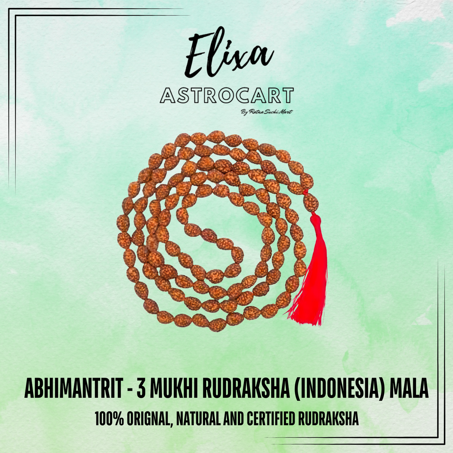 3 Mukhi Rudraksha(Indonesia) Mala [Certified | Abhimantrit - Energized | 100% Original and Natural]