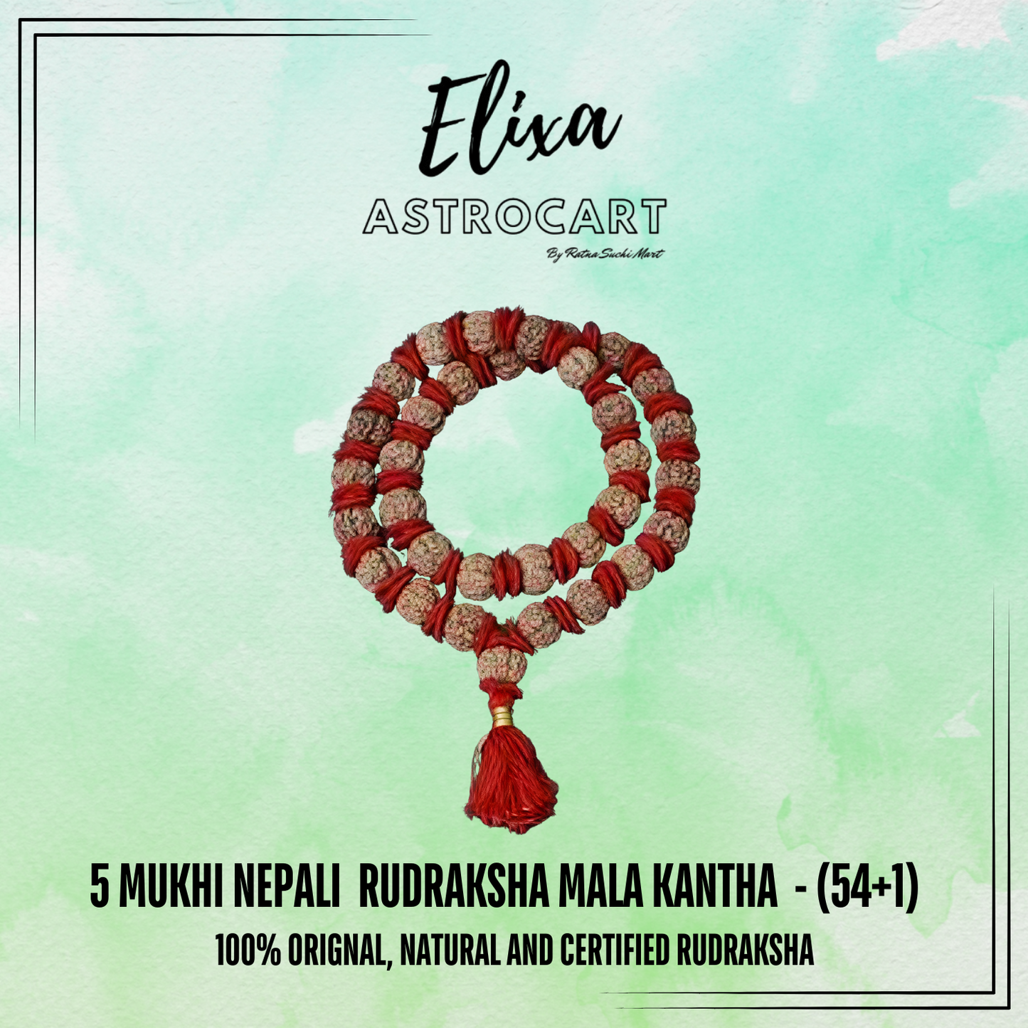 5 Mukhi Nepali Rudraksha Kantha - (54+1) [Certified | Abhimantrit - Energized | 100% Original and Natural]