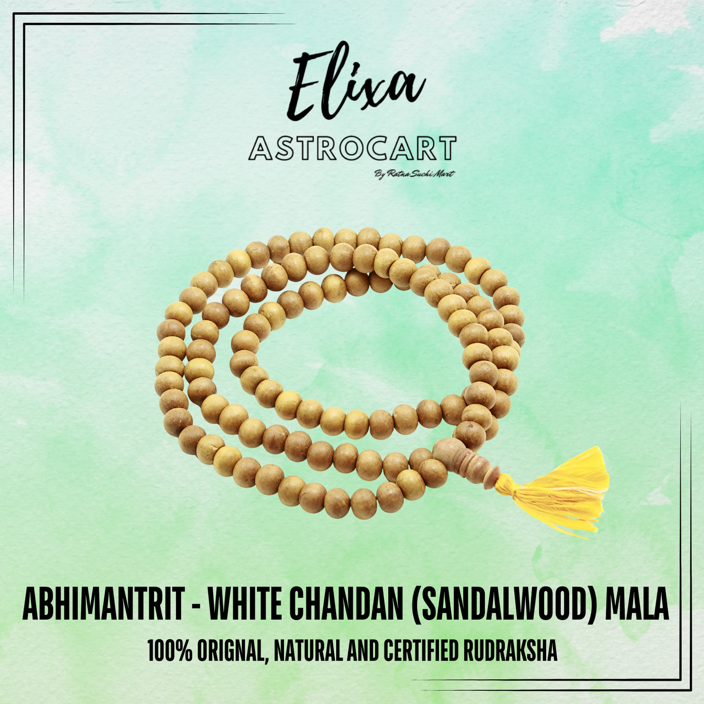 White Chandan(Sandalwood) Mala [Certified | Abhimantrit - Energized | 100% Original and Natural]