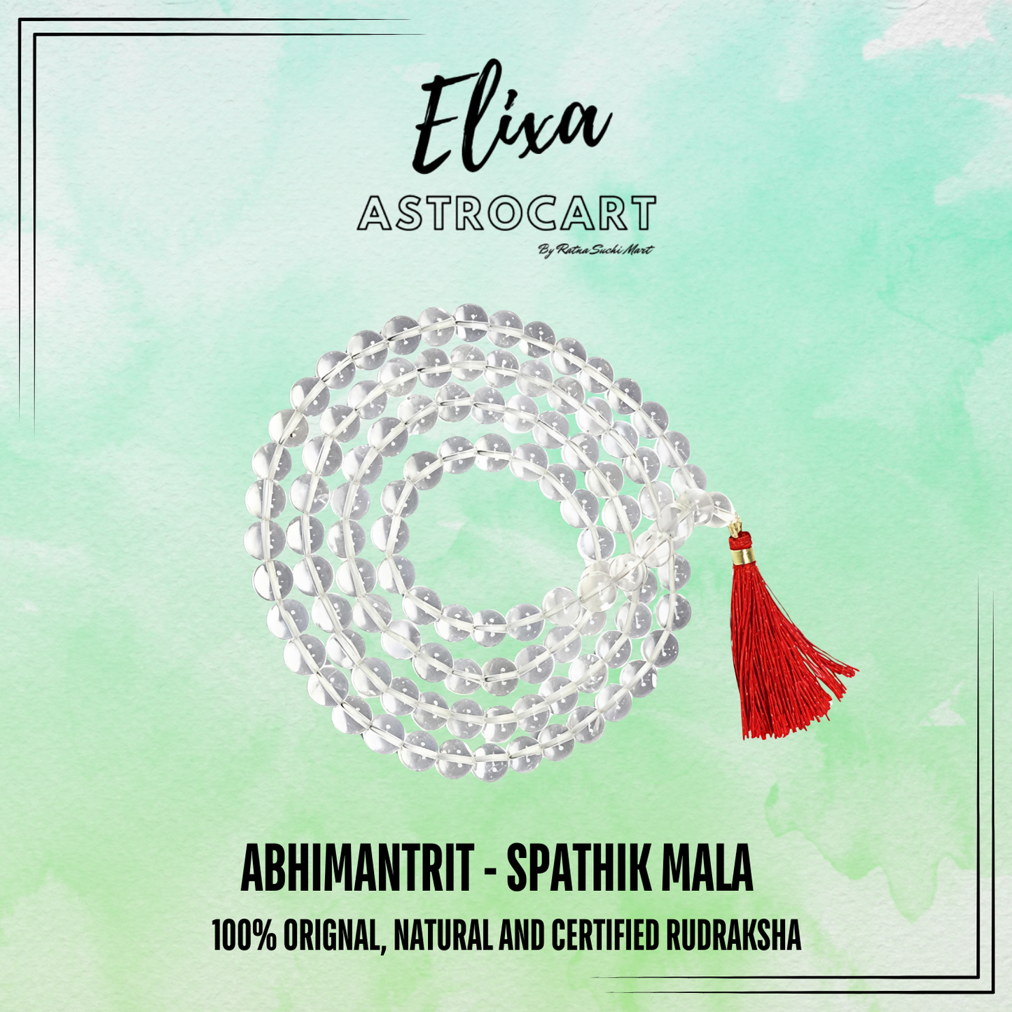 Clear Quartz(Spathik) Mala [Certified | Abhimantrit - Energized | 100% Original and Natural]