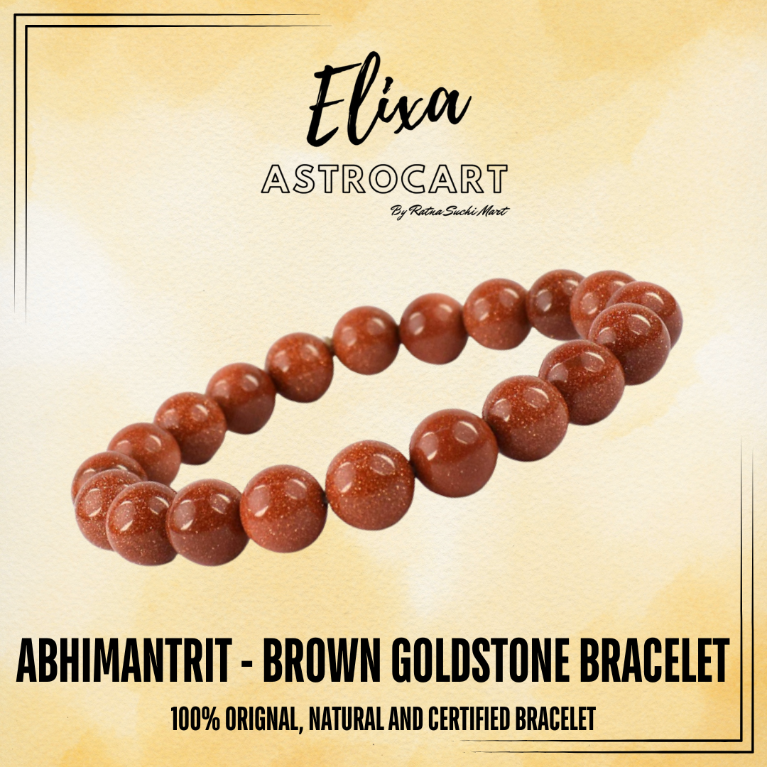 Brown Goldstone Bracelet [Certified | Abhimantrit - Energized | 100% Original and Natural]