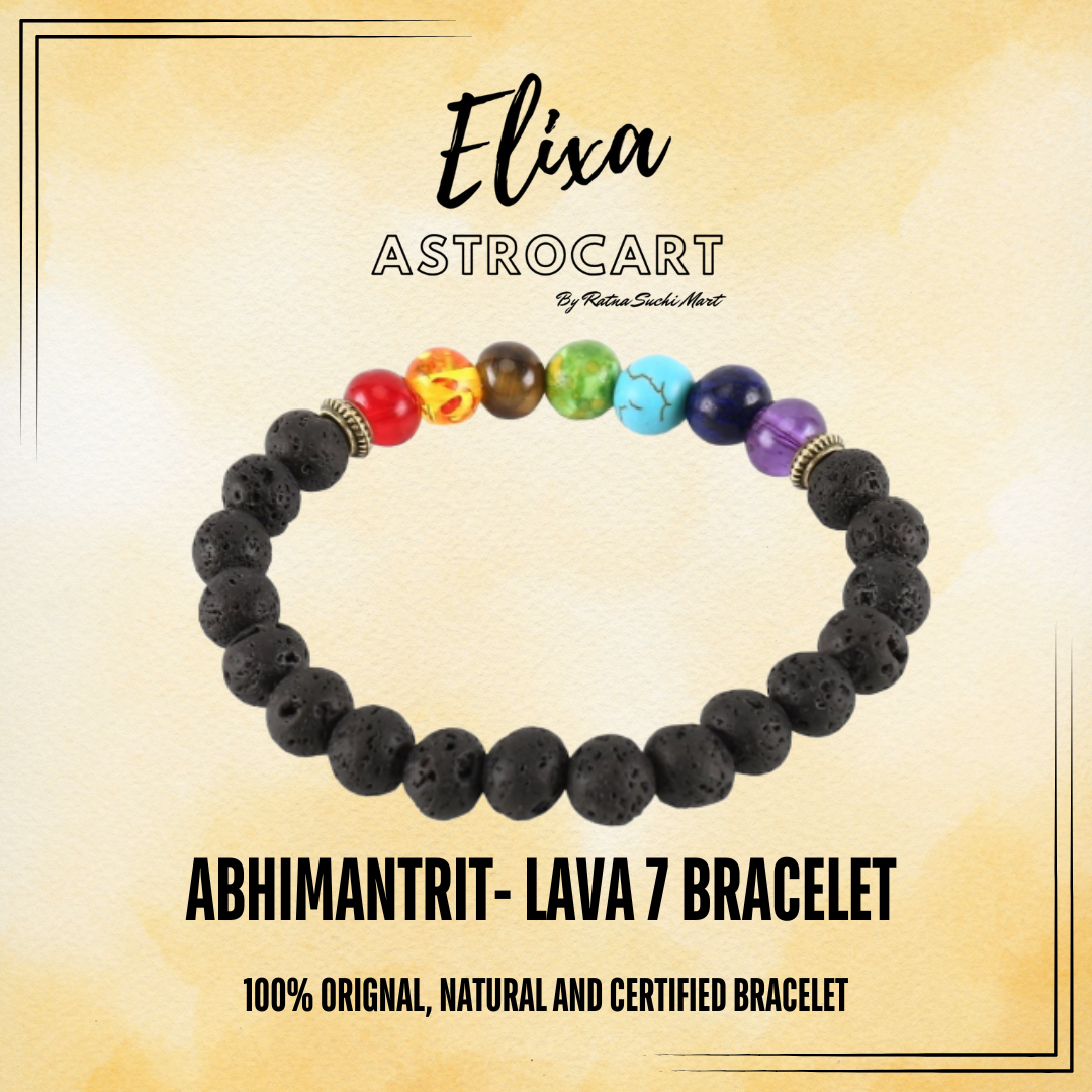 Lava & 7 Chakra Bracelet [Certified | Abhimantrit - Energized | 100% Original and Natural]