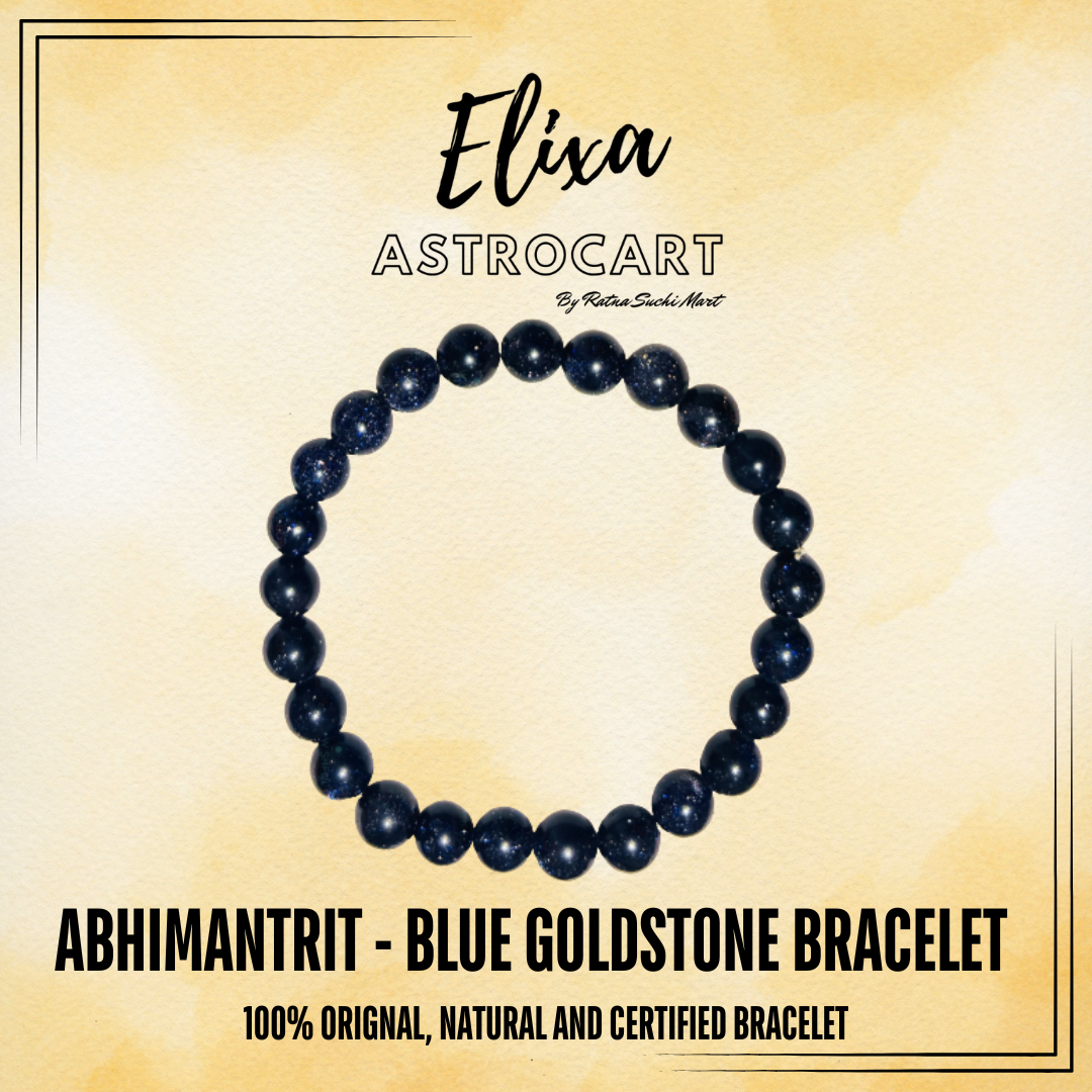 Blue Goldstone Bracelet [Certified | Abhimantrit - Energized | 100% Original and Natural]