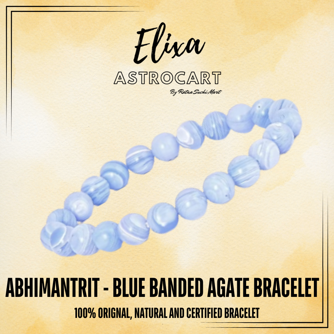 Blue Banded Agate [Certified | Abhimantrit - Energized | 100% Original and Natural]
