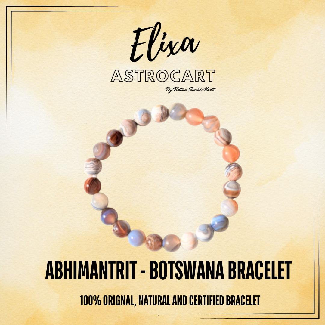 Botswana Agate Bracelet [Certified | Abhimantrit - Energized | 100% Original and Natural]