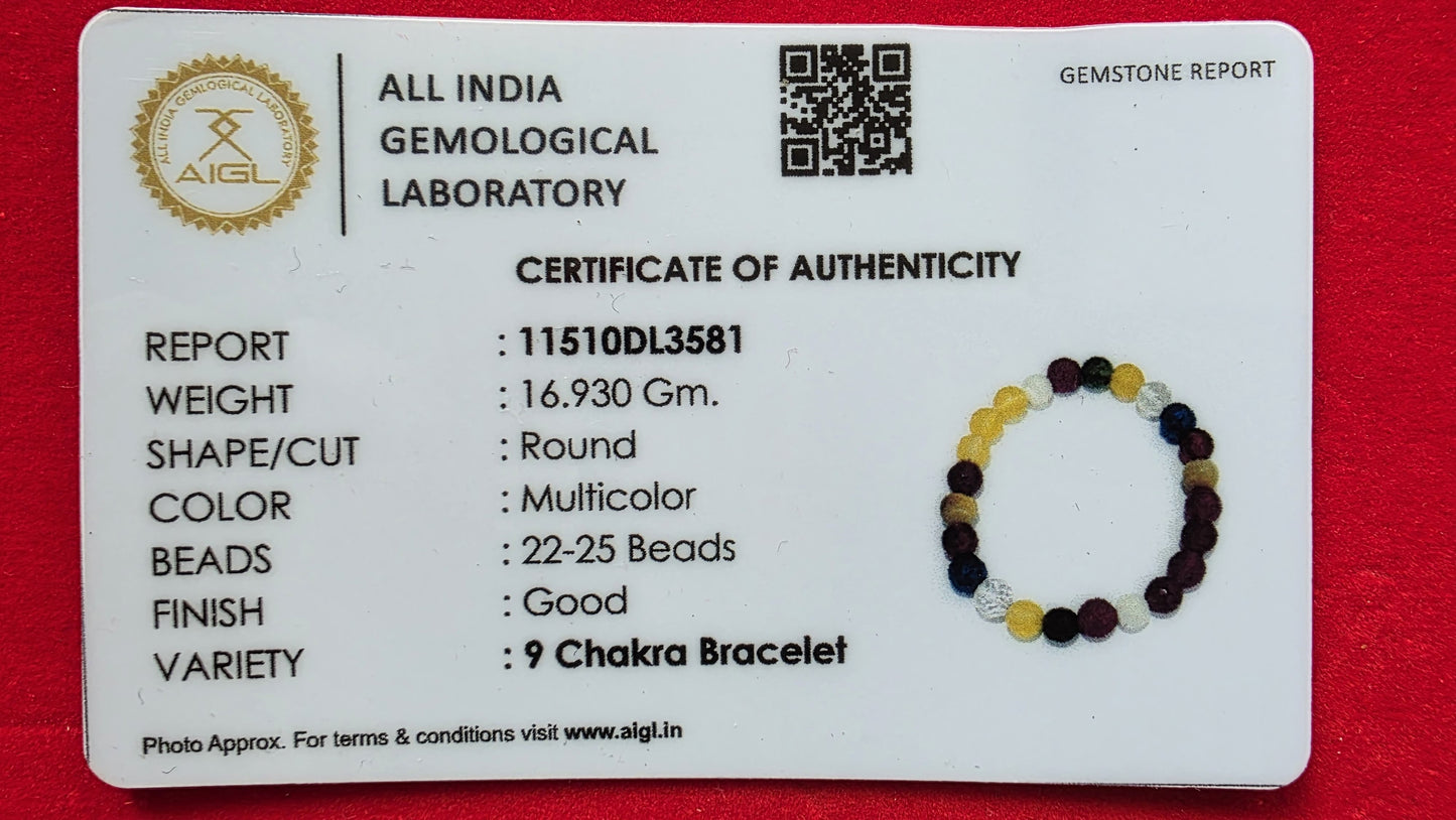 9 Chakra Bracelet [Certified | Abhimantrit - Energized | 100% Original and Natural]