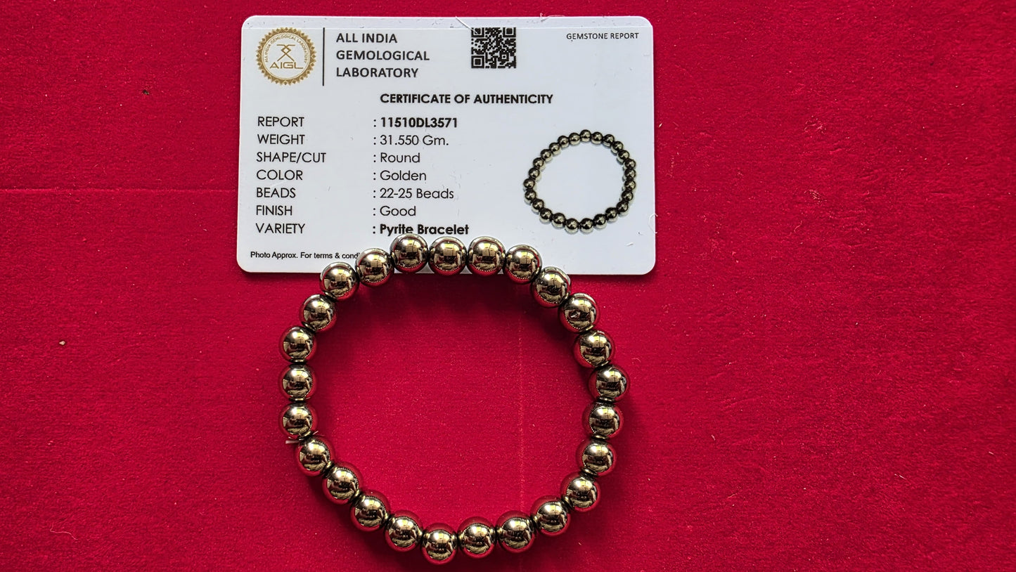 Pyrite Bracelet - Money Magnet [Certified | Abhimantrit - Energized | 100% Original and Natural]