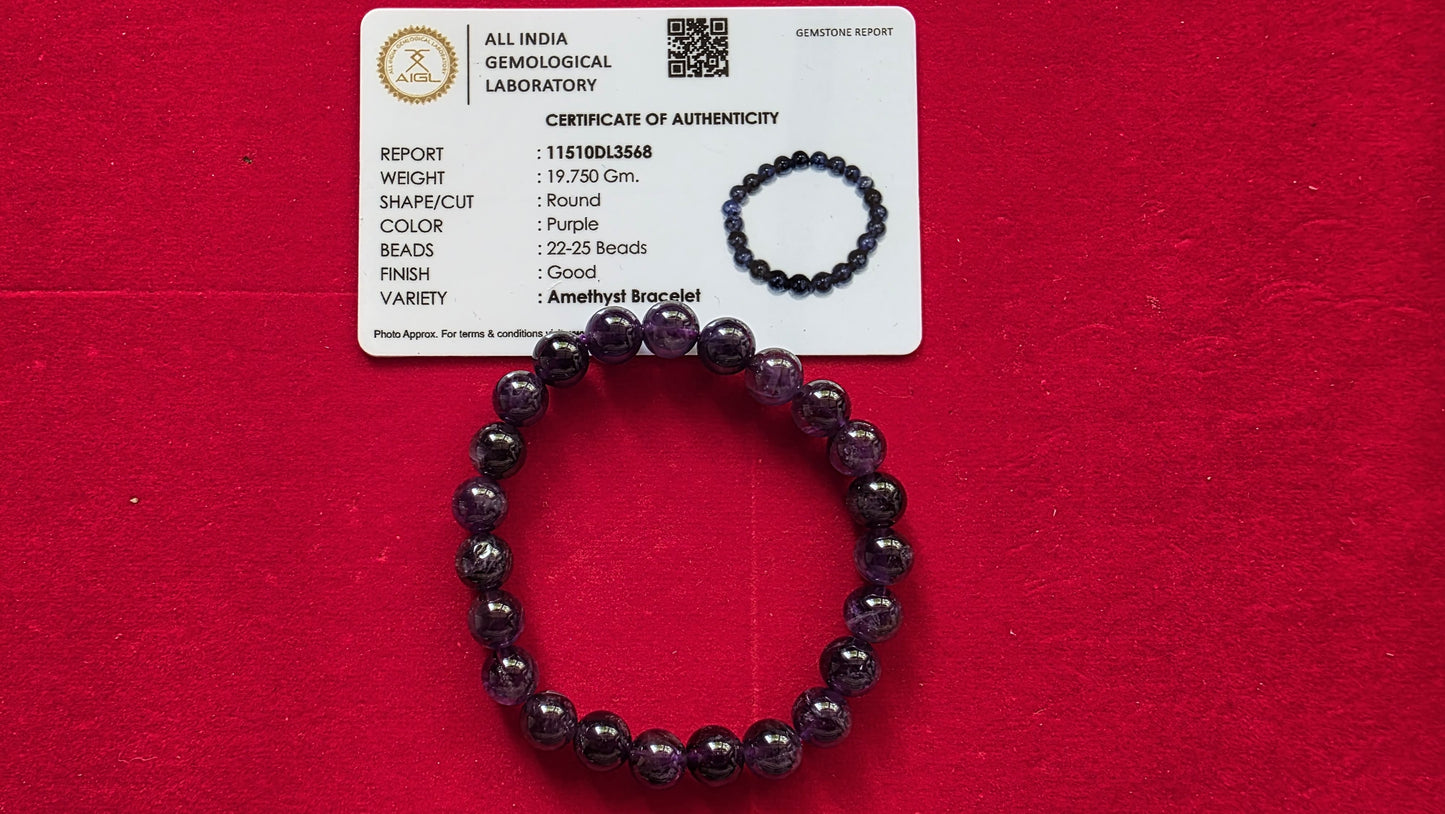 Amethyst Bracelet [Certified | Abhimantrit - Energized | 100% Original and Natural]