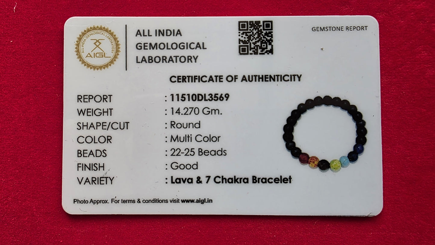 Lava & 7 Chakra Bracelet [Certified | Abhimantrit - Energized | 100% Original and Natural]