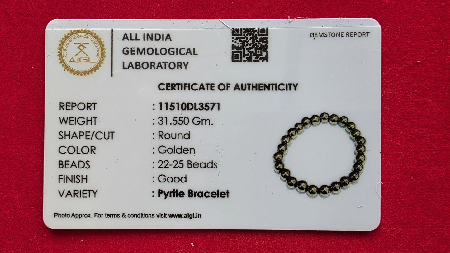 Pyrite Bracelet - Money Magnet [Certified | Abhimantrit - Energized | 100% Original and Natural]