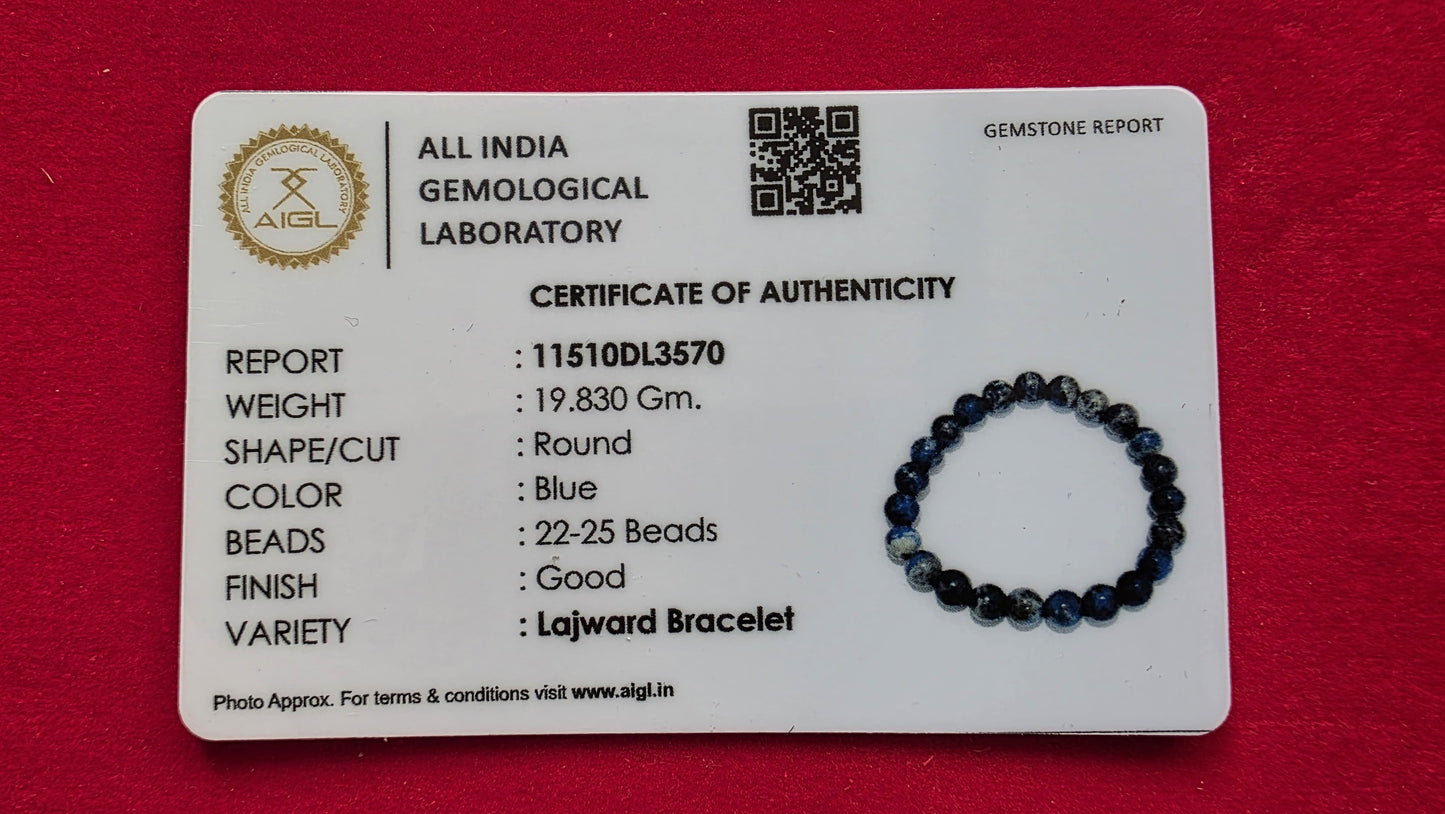 Lapis Lazuli Bracelet [Certified | Abhimantrit - Energized | 100% Original and Natural]