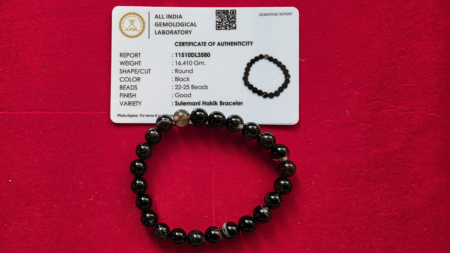 Sulemani Hakik - Agate Bracelet [Certified | Abhimantrit - Energized | 100% Original and Natural]