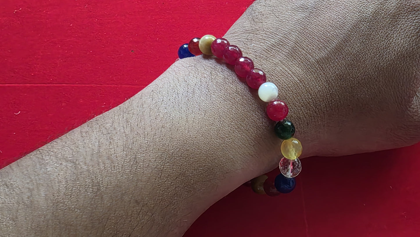9 Chakra Bracelet [Certified | Abhimantrit - Energized | 100% Original and Natural]