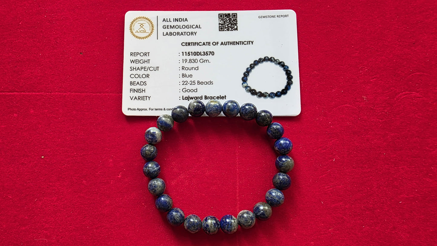 Lapis Lazuli Bracelet [Certified | Abhimantrit - Energized | 100% Original and Natural]