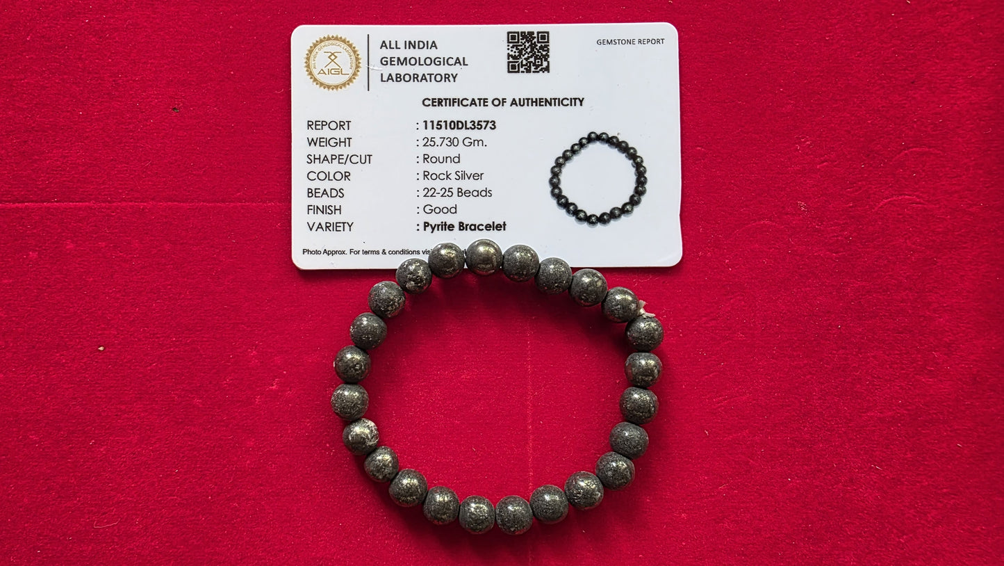 Raw Pyrite Bracelet [Certified | Abhimantrit - Energized | 100% Original and Natural]