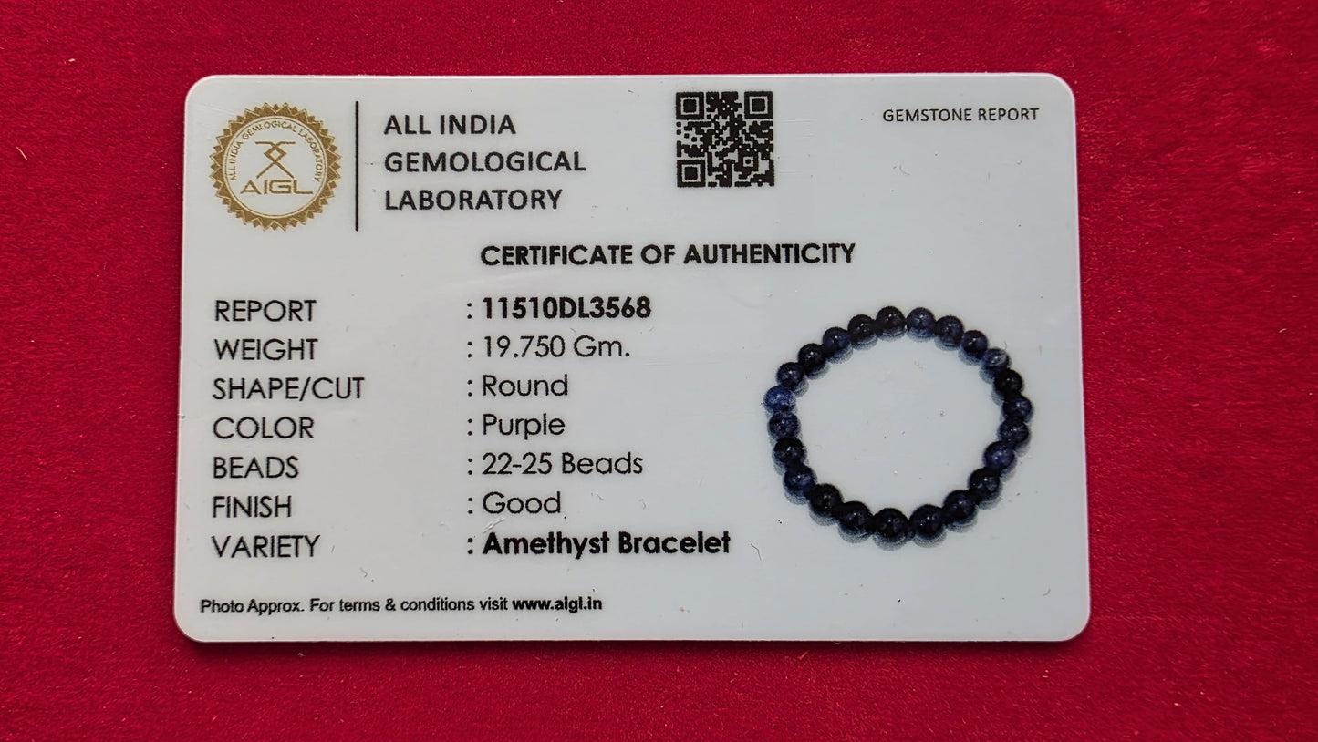 Amethyst Bracelet [Certified | Abhimantrit - Energized | 100% Original and Natural]