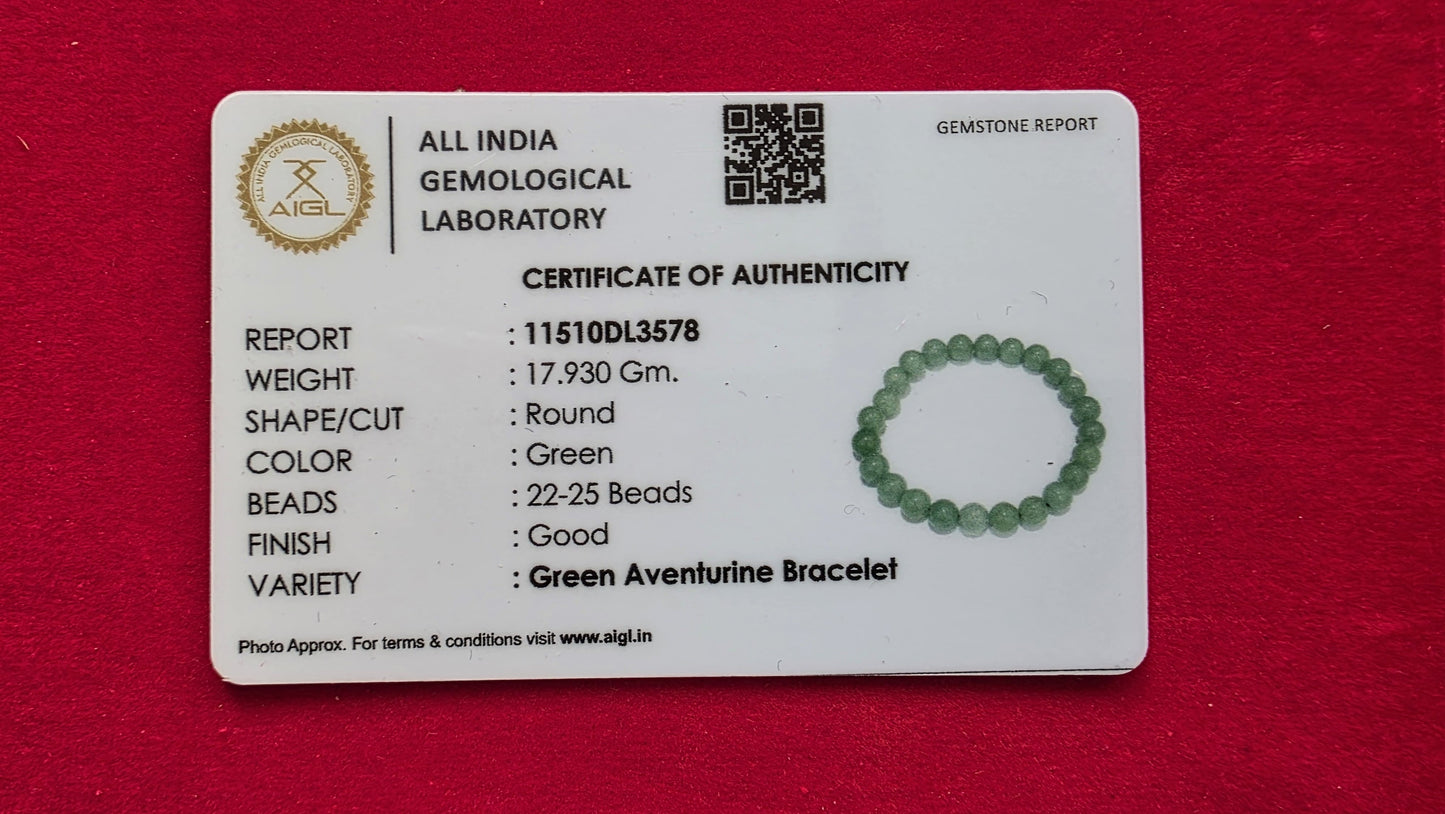 Green Aventurine Bracelet [Certified | Abhimantrit - Energized | 100% Original and Natural]