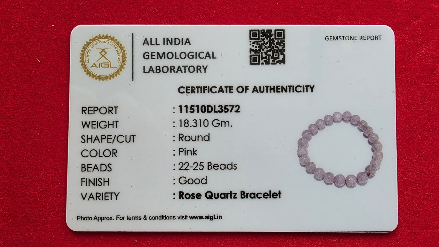 Rose Quartz Bracelet [Certified | Abhimantrit - Energized | 100% Original and Natural]