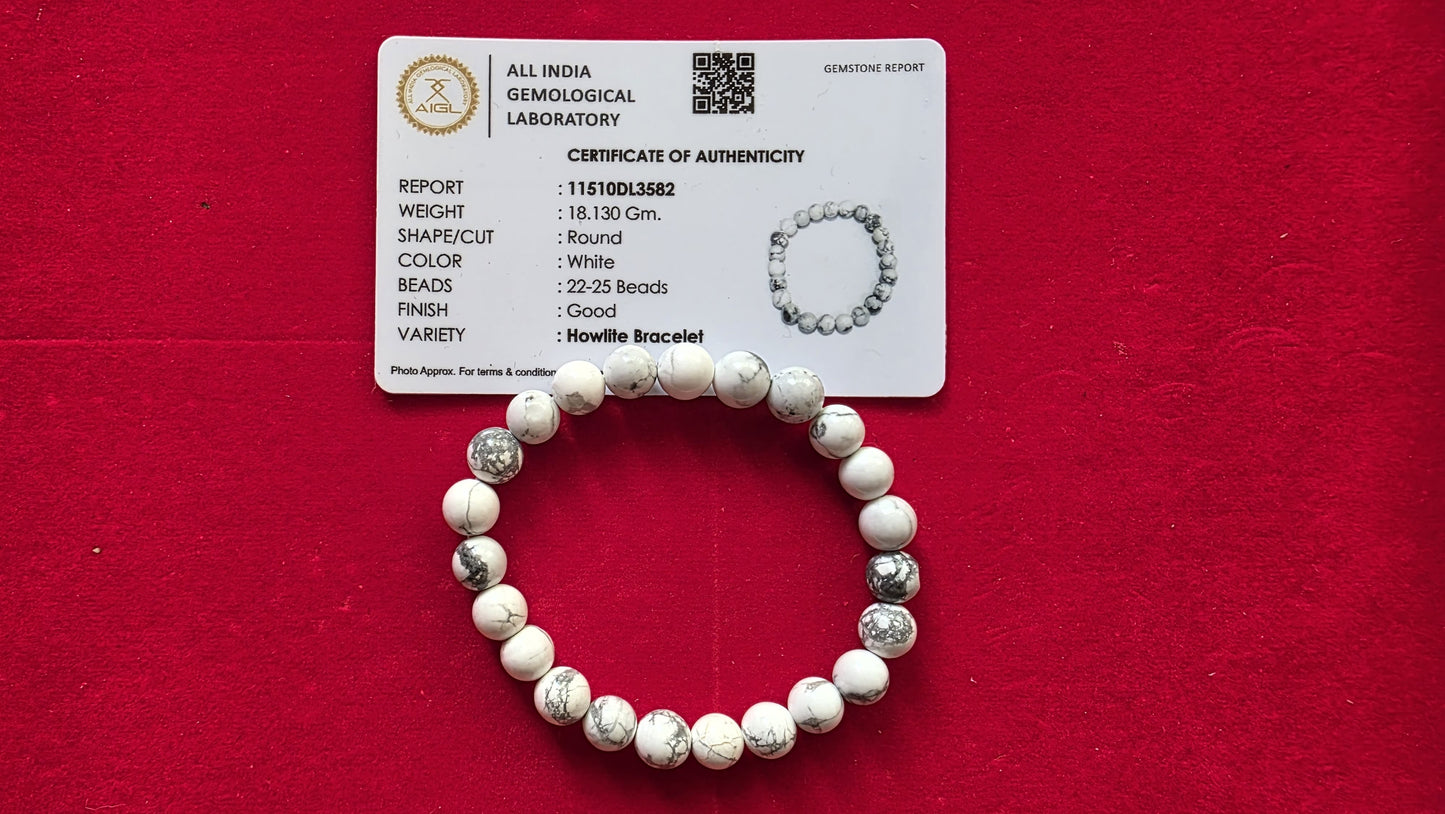 Howlite Bracelet [Certified | Abhimantrit - Energized | 100% Original and Natural]