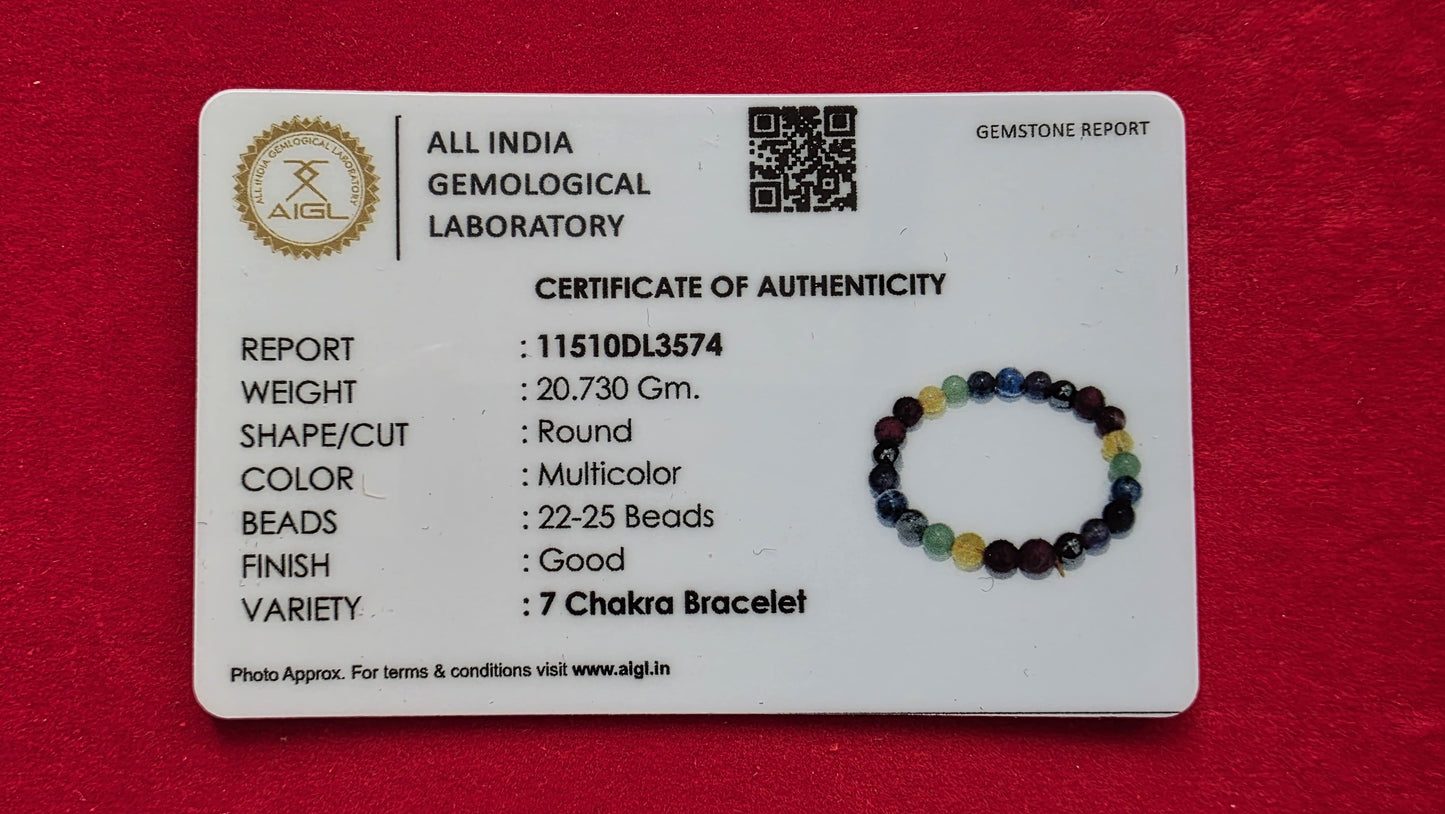7 Chakra Bracelet [Certified | Abhimantrit - Energized | 100% Original and Natural]