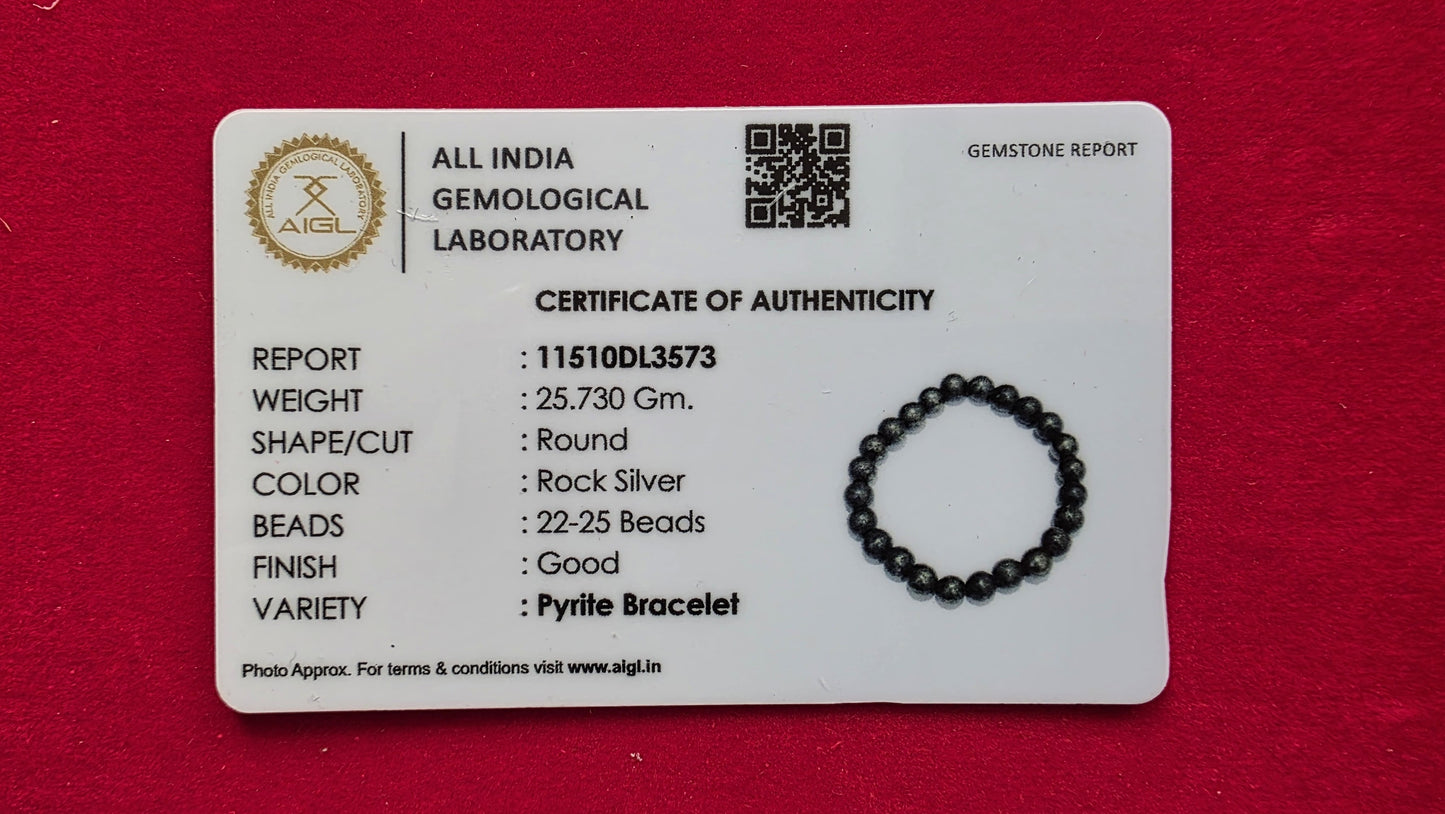 Raw Pyrite Bracelet [Certified | Abhimantrit - Energized | 100% Original and Natural]