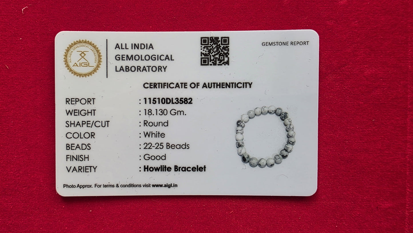 Howlite Bracelet [Certified | Abhimantrit - Energized | 100% Original and Natural]