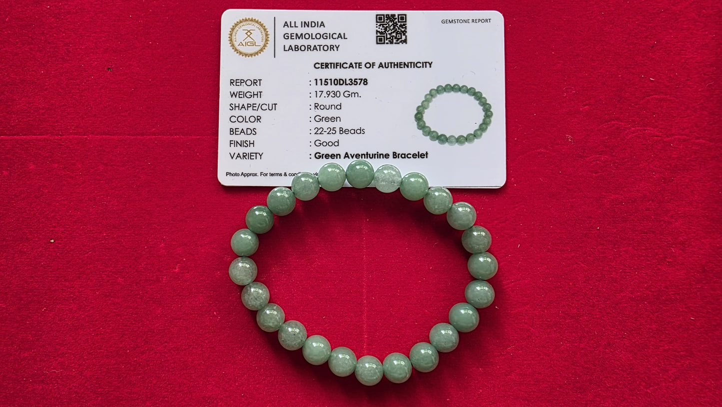 Green Aventurine Bracelet [Certified | Abhimantrit - Energized | 100% Original and Natural]