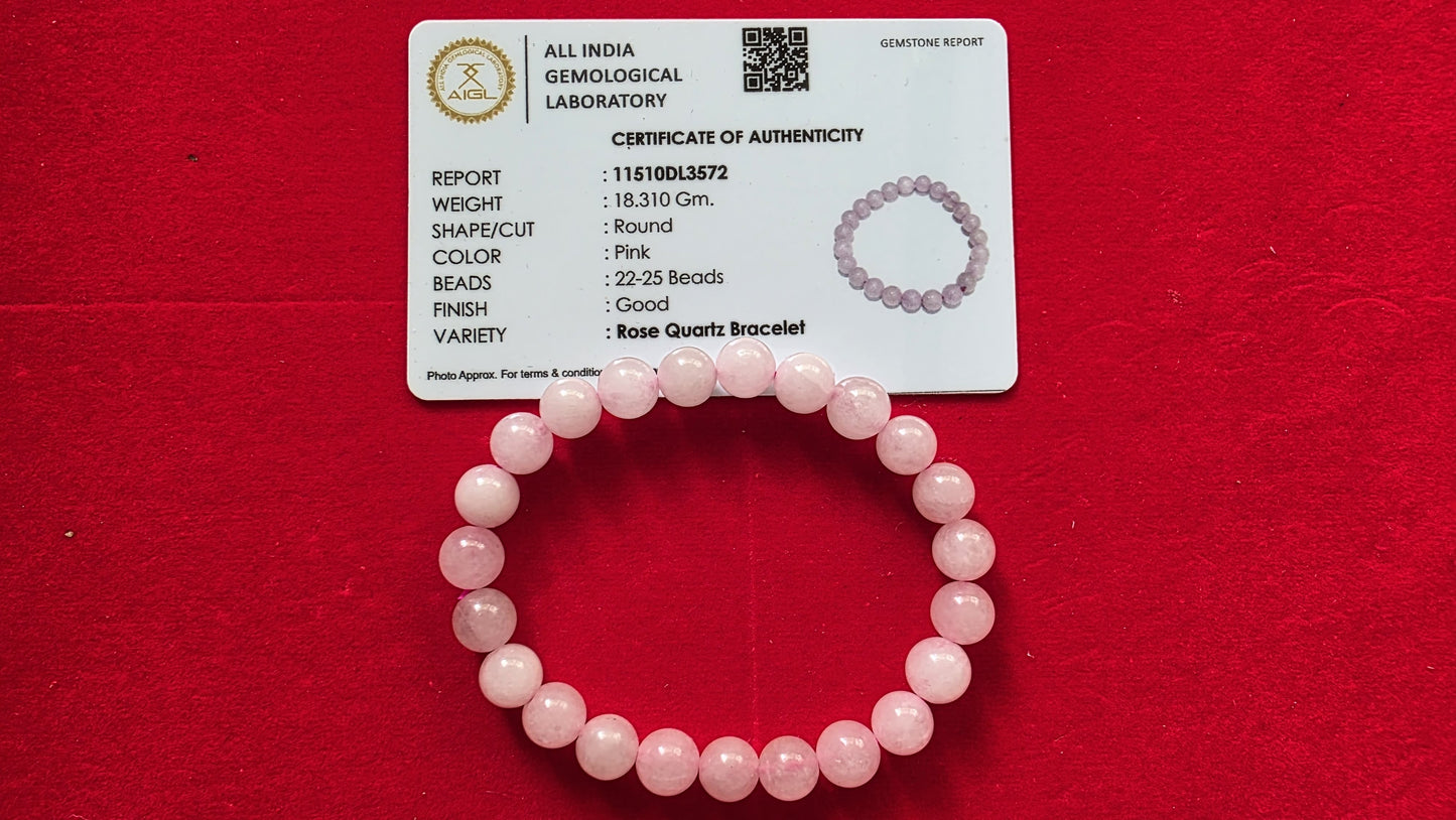 Rose Quartz Bracelet [Certified | Abhimantrit - Energized | 100% Original and Natural]
