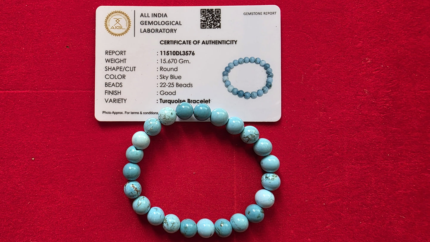 Turquoise Bracelet [Certified | Abhimantrit - Energized | 100% Original and Natural]
