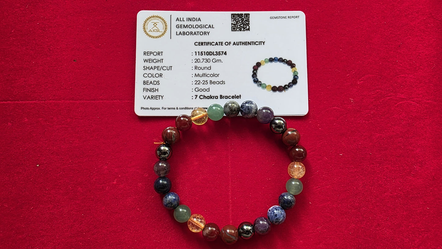 7 Chakra Bracelet [Certified | Abhimantrit - Energized | 100% Original and Natural]