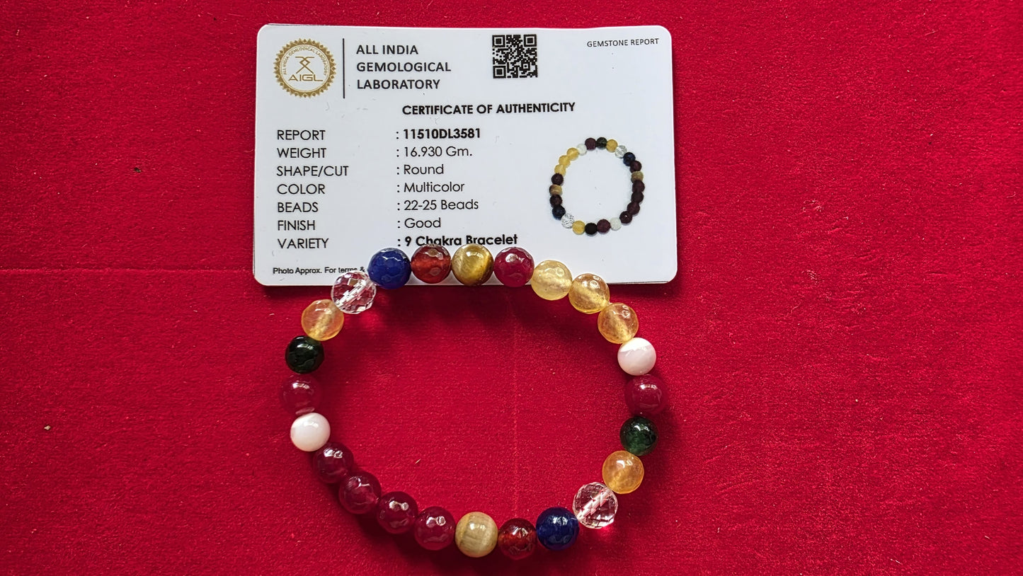 9 Chakra Bracelet [Certified | Abhimantrit - Energized | 100% Original and Natural]