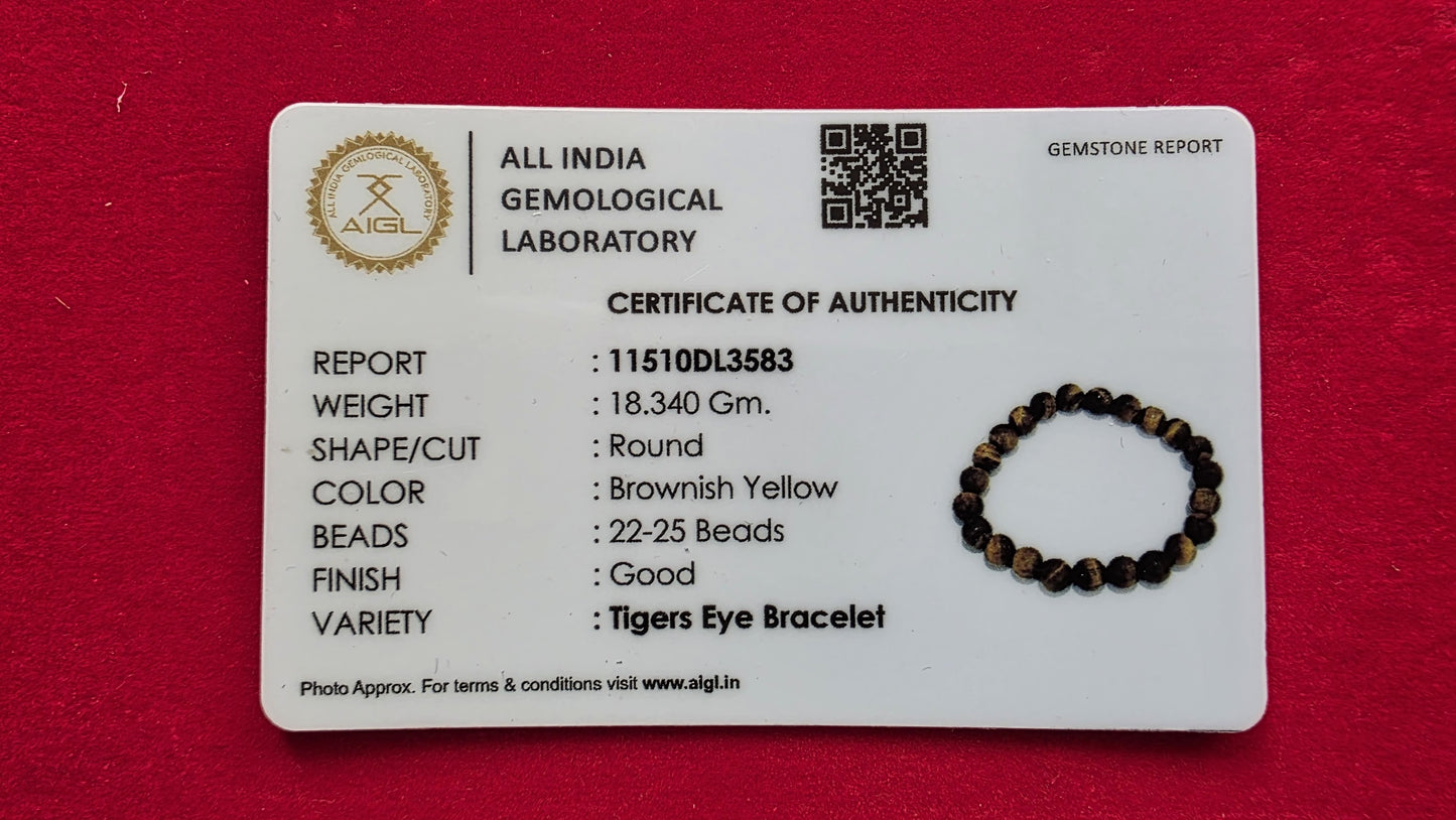 Brown Tigers Eye Bracelet [Certified | Abhimantrit - Energized | 100% Original and Natural]