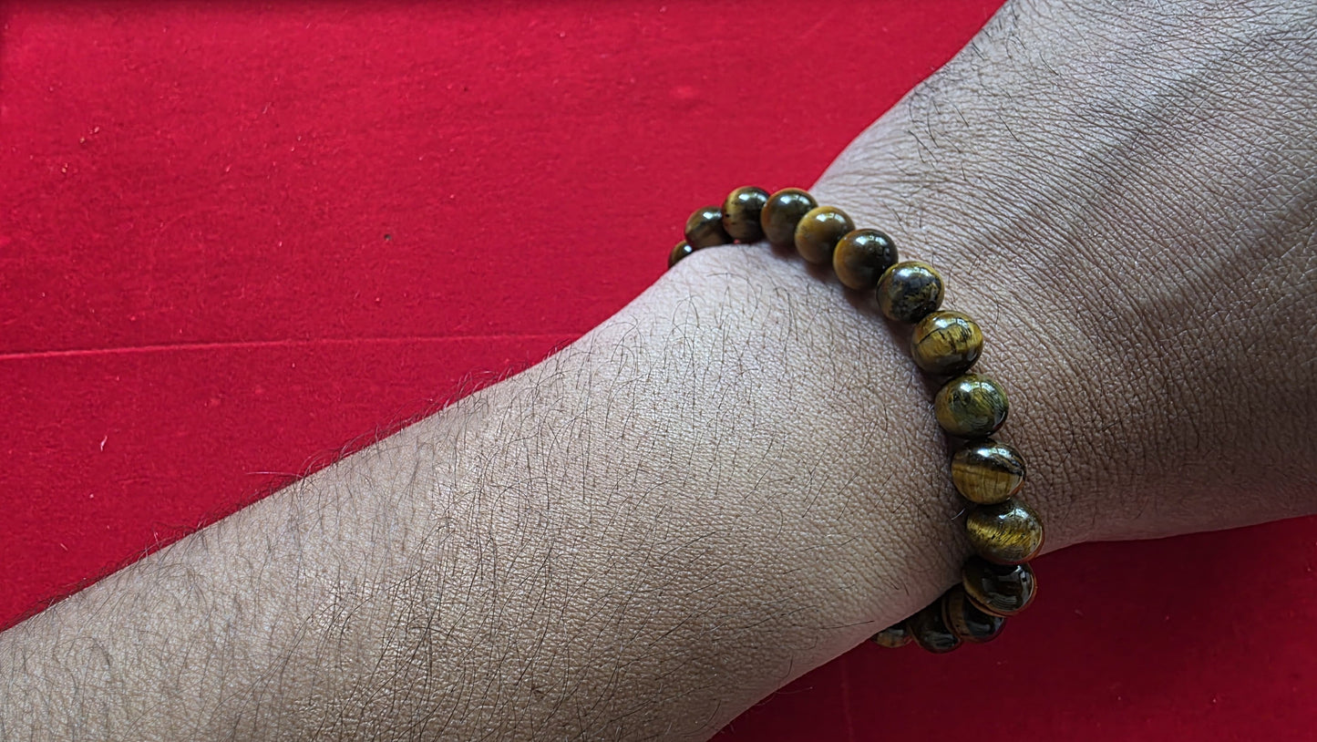 Brown Tigers Eye Bracelet [Certified | Abhimantrit - Energized | 100% Original and Natural]