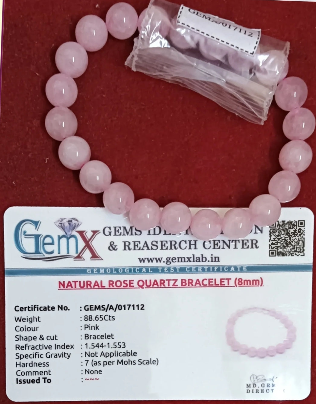 Rose Quartz Bracelet [Certified | Abhimantrit - Energized | 100% Original and Natural]