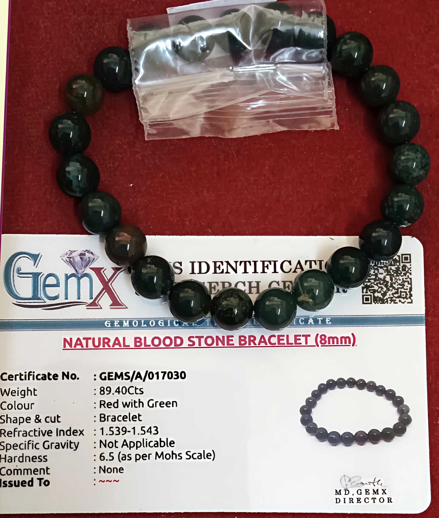 Blood Stone Bracelet [Certified | Abhimantrit - Energized | 100% Original and Natural]