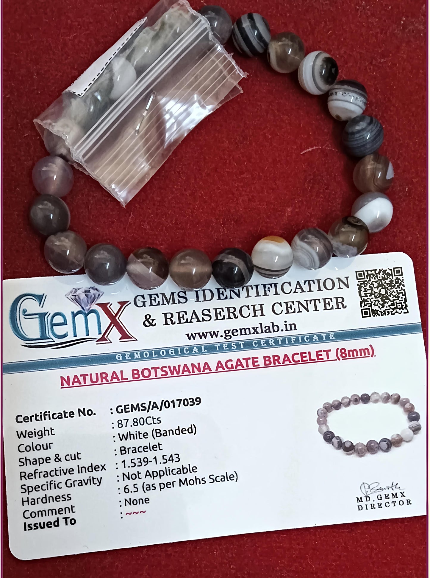 Botswana Agate Bracelet [Certified | Abhimantrit - Energized | 100% Original and Natural]