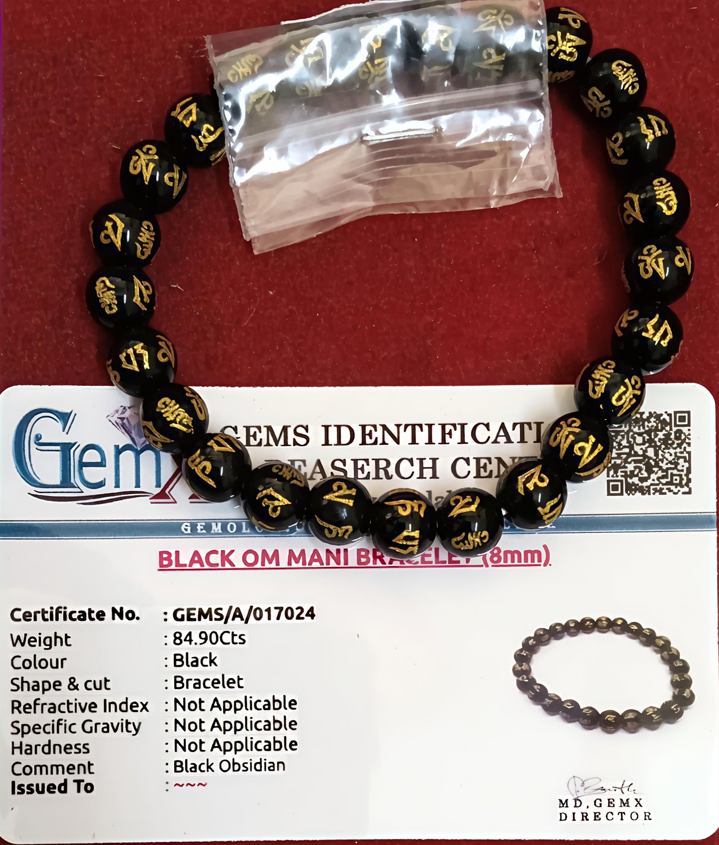 Black Om Mani Bracelet [Certified | Abhimantrit - Energized | 100% Original and Natural]