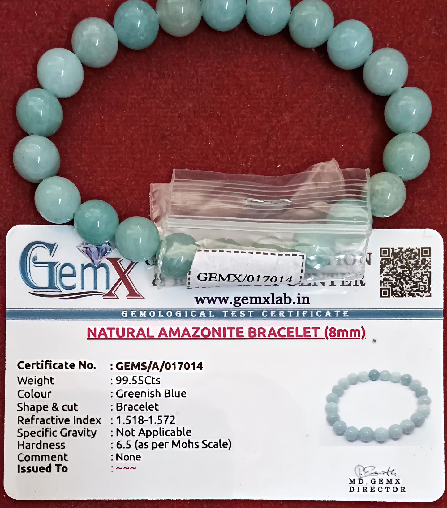 Amazonite Bracelet [Certified | Abhimantrit - Energized | 100% Original and Natural]