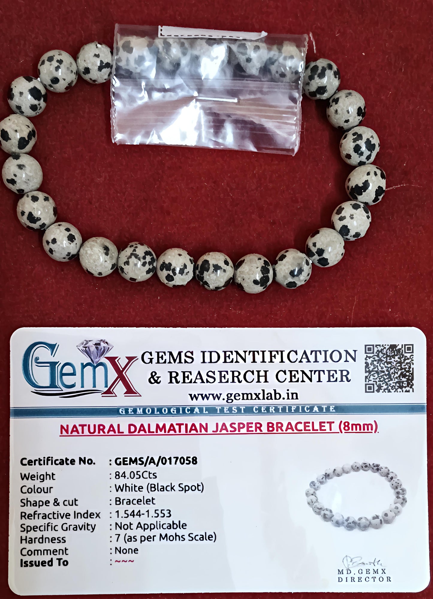 Dalmatian Jasper Bracelet [Certified | Abhimantrit - Energized | 100% Original and Natural]