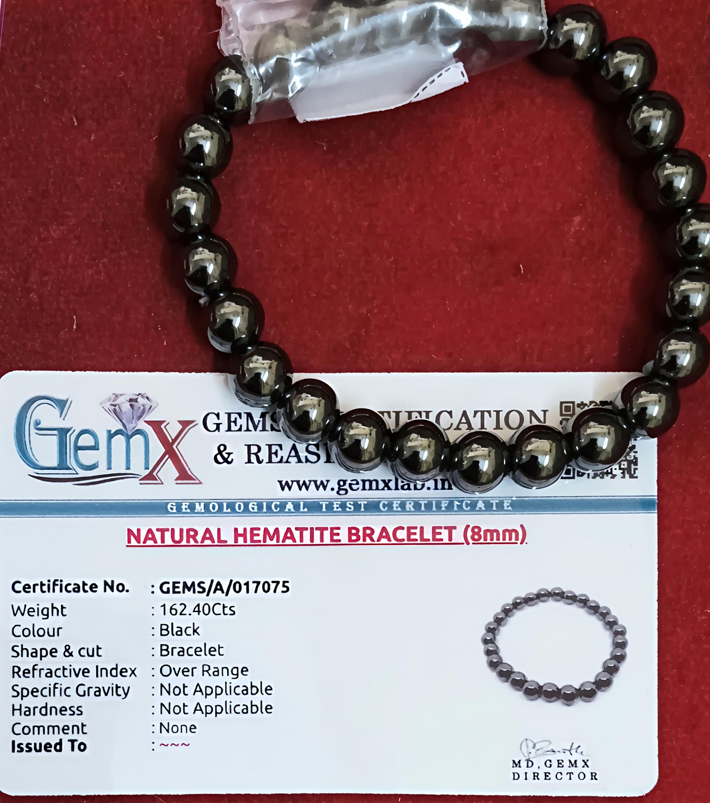Hematite Bracelet [Certified | Abhimantrit - Energized | 100% Original and Natural]
