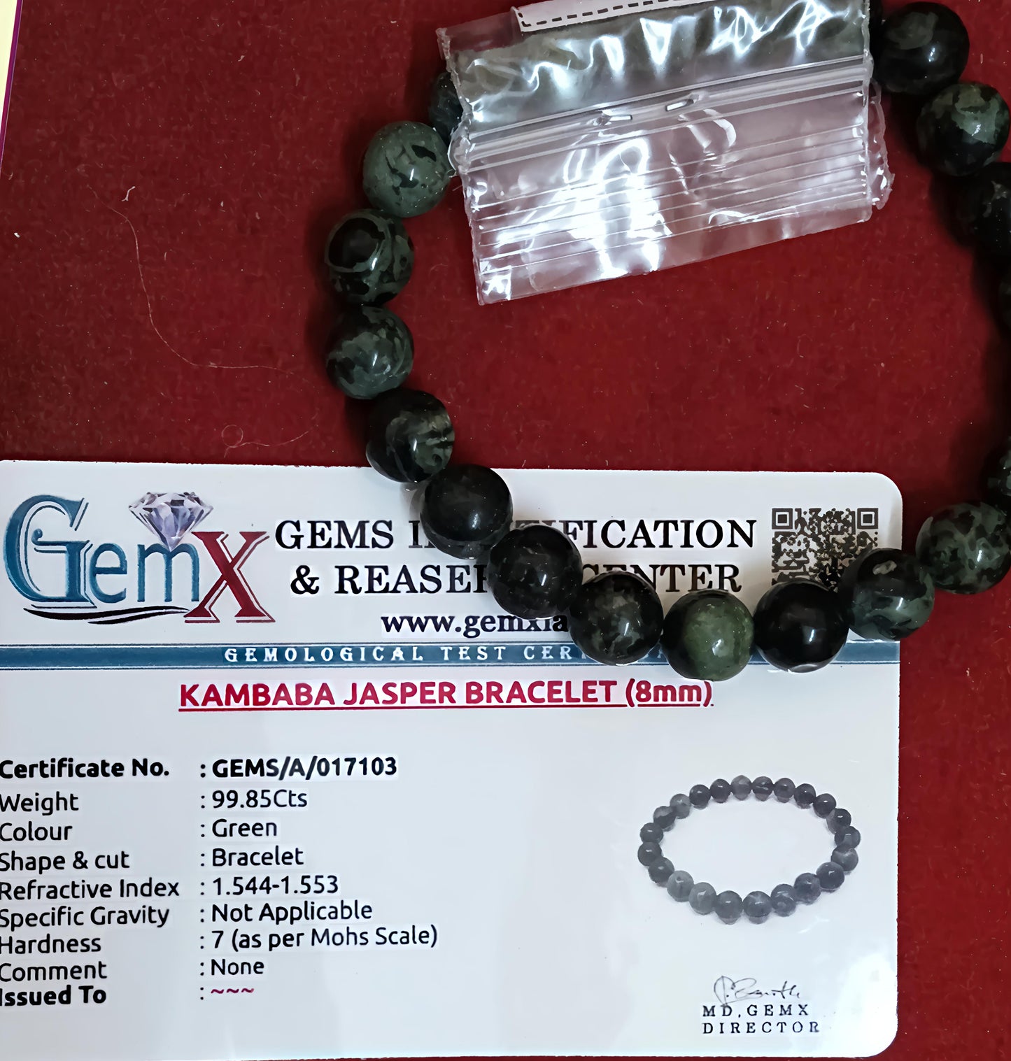 Kambaba Jasper Bracelet [Certified | Abhimantrit - Energized | 100% Original and Natural]