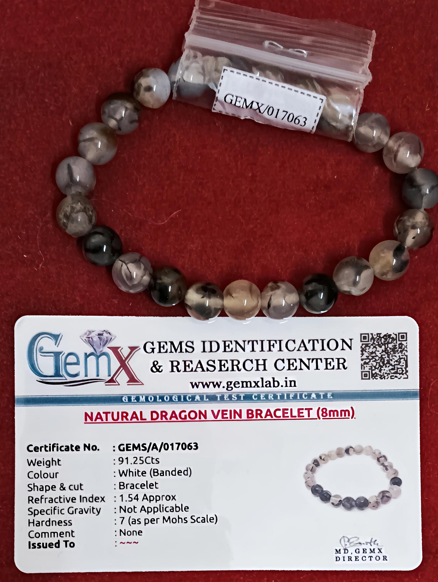 Dragon Vein Agate Bracelet [Certified | Abhimantrit - Energized | 100% Original and Natural]