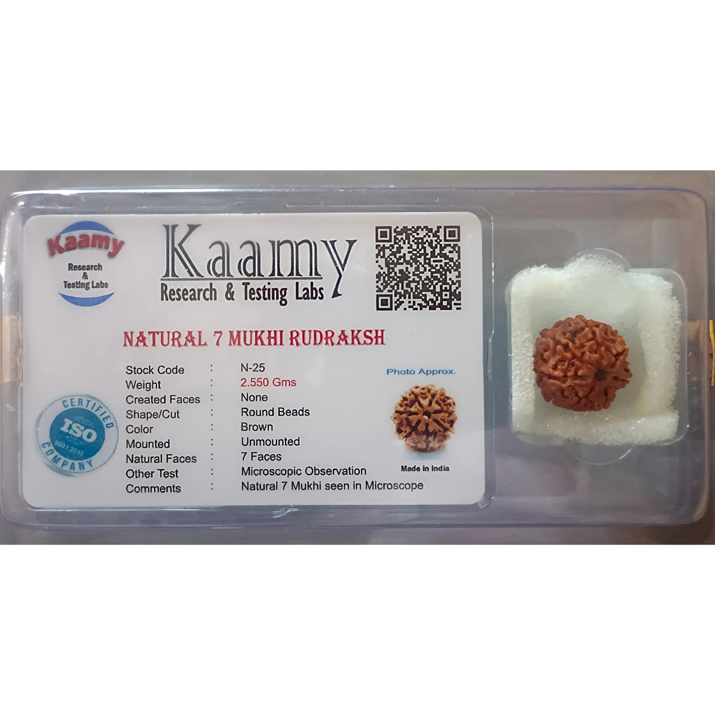 7 Mukhi Rudraksha [Certified | Abhimantrit - Energized | 100% Original and Natural]